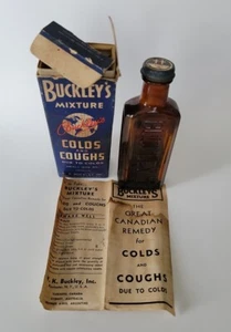 1936 Antique Buckley's Mixture Cough Medicine Bottle Box Instructions - Picture 1 of 20