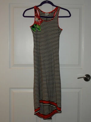 Girls Eliane et Lena Paris "Crocus" Black White Striped Hi-Lo Maxi Tank Dress 12 - Image 1 of 4
