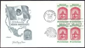 US 1960 Mexican Independence BLOCK (1157) First Day Cover . Artmaster Cachet - Picture 1 of 1