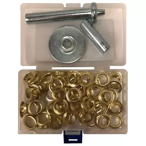 (103) 1/2" Grommet Brass Coated & Punch Tool Installation Repair Assortment Kit - Picture 1 of 12