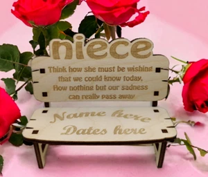 niece grave marker memory keepsake gift personalised memorial bench - Picture 1 of 6