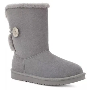 Womans Koolaburra UGG Suede Boot Short Mid Calf Wild Dove Grey Pull on NEW Sz 8 - Picture 1 of 11