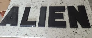 Vintage Adler/Wagner Sign Aluminum Black Marquee Letters ALIEN - Picture 1 of 8