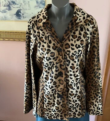 Chaqueta con Capa Dennis By Dennis Basso Marrón Suave Estampado Leopardo Pequeña Foto 1 de 4