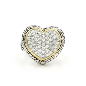 2tone Edelstahl 316 Pave Damen Herz Cocktail Ring / ausgefallener Ring kein Anlaufen - Bild 1 von 4