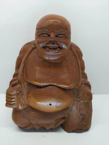 Buddha - Laughing Buddha - Hand-carved wood Statue VTG Buda - Picture 1 of 8