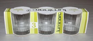 Vintage Luminarc France 8 Oz Optic Fluted Old Fashioned Glasses Set Of 3 - Picture 1 of 8