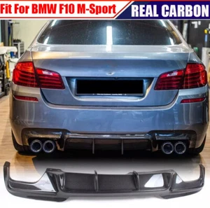 REAL CARBON Rear Bumper Diffuser Fit for BMW F10 528i 530i 550i M-Sport 2012-16 - Picture 1 of 14