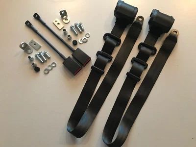 Automatic 3-Point Seat Belt Set Of 2 Pieces 69-85 Black For Porsche 911 NEW - Image 1 of 4