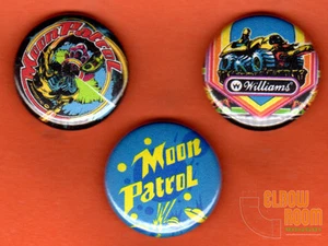3er Set 1" Moon Patrol Pins Buttons Arcade Williams - Bild 1 von 2