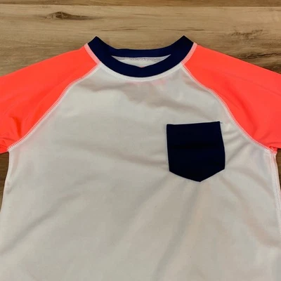 Crewcuts UPF 50+ Rash Guard Swim Shirt Youth Small Long Sleeve Boys Neon Orange - Image 1 of 4