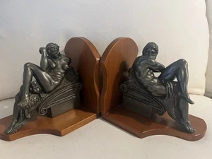 Vintage Wooden Bookends Inspired By Michelangelo,s Sculptures 6x6" Italy - Picture 1 of 15