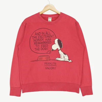 Sudadera roja Peanuts Snoopy gráfica Uniqlo Feed The Dog deletrear logotipo grande M Foto 1 de 3