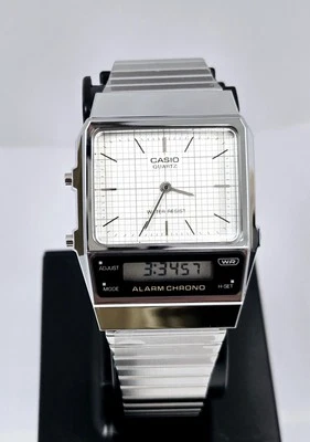 Casio Reloj Digital Analógico Aspecto Clásico Tono Plateado Metal AQ800E-7A AQ800E Blanco Foto 1 de 4