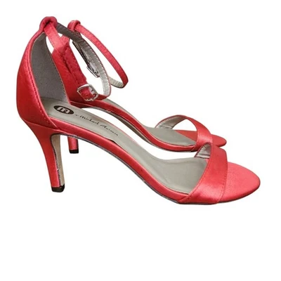 Michael Antonio Shoes Womens 6 Red Satin Ankle Strappy High Heel Open Toe Party - Image 1 of 4