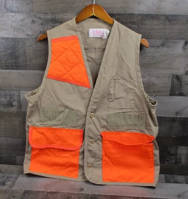 Vintage SafTbak Hunting Vest Large 42x44 Orange Tan USA Catfish Hunter Pockets - Image 1 of 4