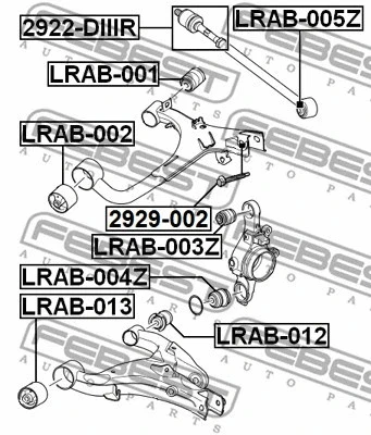 Brazo de control inferior trasero Febest 2006-09 Land Rover Range Rover Sport Bush LRAB-013 Foto 1 de 2
