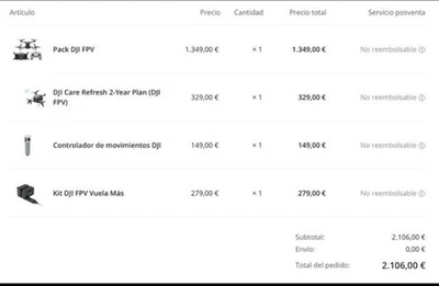 DRON-DJI FPV Combo Drone +GAFAS FPV- 3 Baterías + Maleta+ Lentes-Apenas usado - Imagen 1 de 4