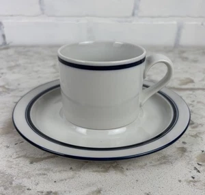 DANSK BISTRO Christianshavn Blue FLAT CUPS & SAUCERS - 4 Available - Picture 1 of 9
