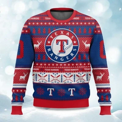 2025 Christmas Rangers Baseball Personalized Ugly Sweater -  Christmas Gift - Image 1 of 4