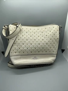 Coach 11" Paxton Duffle With Gold Rivets Chalk F76671 Women’s Bag Chain Handle - Picture 1 of 12