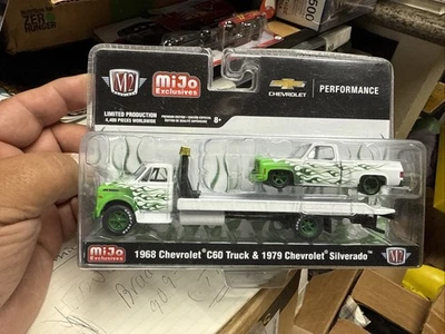 Chevrolet Rollback 1968 C-60 1/64 M2 y 79 Silverado blanco Chase Mijo exclusivos Foto 1 de 2