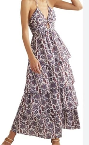 BNWT BODEN Ruched Tiered Maxi Dress 16 reg night shadow blue Floral Cotton £140 - Bild 1 von 10