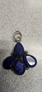 Colgante de joyería de plata de ley 925 hecho a mano con piedras preciosas de lapislázuli 1 3/4" - Imagen 1 de 4