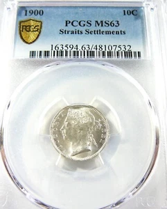 Straits Settlements  1900 Silver 10 Cents PCGS MS63 - Picture 1 of 4