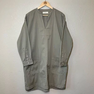 Everlane Women’s Long-Sleeve Utility Mini Dress Tunic Cotton Sage Green Size XL - Picture 1 of 9