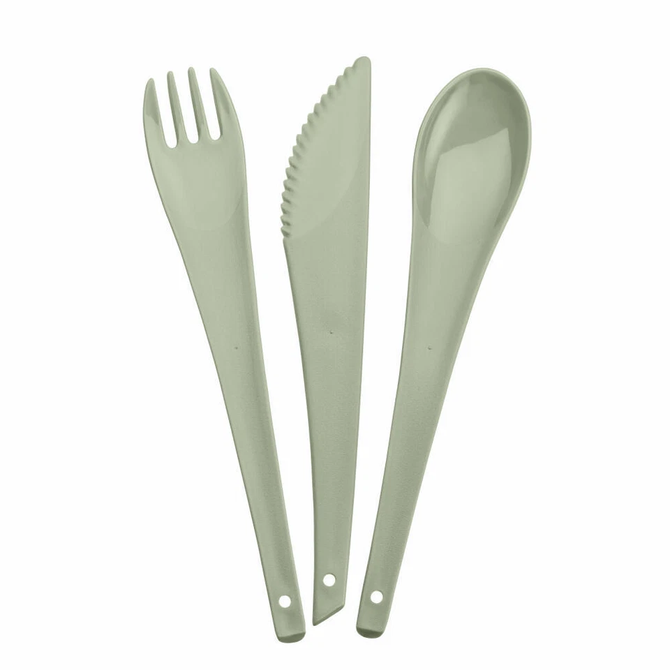 Koziol Rio Besteck-Set 3-tlg. Löffel Gabel Messer Besteck Eucalyptus Green 19 cm - Bild 1 von 1