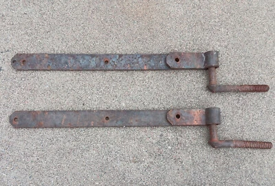 2 bisagras antiguas primitivas de hierro forjado de 24,5" para puerta de granero Foto 1 de 4