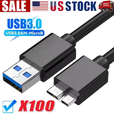 LOTE de cables micro USB 3.0 de alta velocidad sincronización de datos para disco duro externo Foto 1 de 4