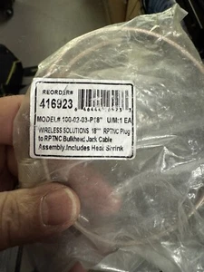 Tessco-Ventev Coax Cable Assembly 18" RPTNC Bulkhead-Male to TNC-Female - Picture 1 of 2