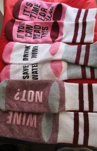 CLEARANCE Set of 3 Pairs Wine Themed Socks Size 9-11 Polyester Blend Gift - Picture 1 of 5