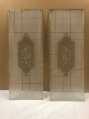 coppia Vecchio Vetro sabbiato  Credenza antica  62 X 23 CM Molato 2 pezzi  - Immagine 1 di 4