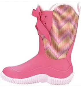 Muck Boots Halo Prints Fuchsia Purple Chevron Rain Boots Youth Or Womens Size 6 - Picture 1 of 9