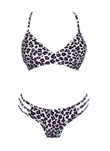 *NEW Women’s Sexy Strappy Leopard Print Bikini Bathing Suit Swimsuit Size Small - Picture 1 of 9