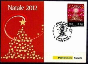 Italy 2012 Christmas tree Stars Greetings Stylized graphics Maxicard