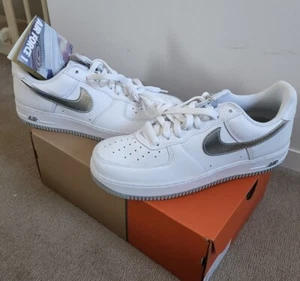 Rare Nike Air Force 1 low color of the month white Retro silver 9.5 SB dunk - Picture 1 of 15