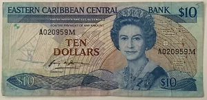 10 DOLLARS 1986 EASTERN CARIBBEAN CENTRAL BANK BANKNOTE 10 KARIBISCHE DOLLAR - Bild 1 von 2