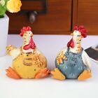 2Pcs Couple Chicken Ornaments Rooster Statue Couple Animal Ornament6910