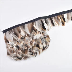 1M Natural Pheasant Feather Trim Fringe Ribbon Wedding Dress Sewing Crafts Decor - Picture 1 of 12