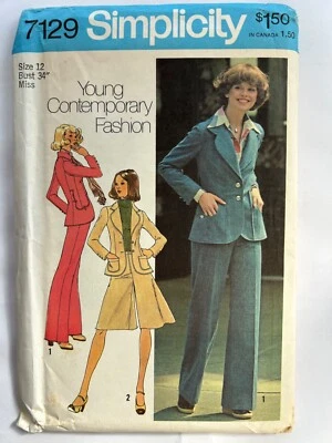 Simplicity 7129 Vintage Women's Suit Sewing Pattern S7129 Size 12 - Image 1 of 2