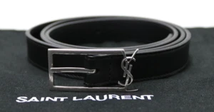 Saint Laurent YSL Cassandre Buckle Ledergürtel schwarz - Größe 95 / US 38 - NEU! - Bild 1 von 14