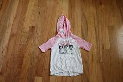 Nueva Camisa con Capucha Justice Girls Dance Makes Me Happy Rosa Blanco y Negro Talla 5 Foto 1 de 4