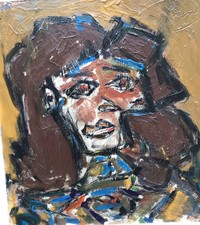 1960s ? SPANISH ABSTRACT OIL PAINTING PORTRAIT OF HEAD ??  Signed  PICASSO ?????