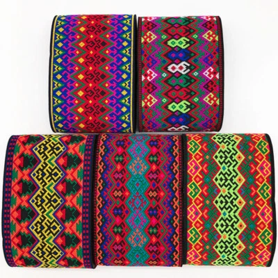 Floral Embroidered Jacquard 7 Yards Ribbon Trim Ethnic Clothing Craft 10cm Width - Image 1 of 4