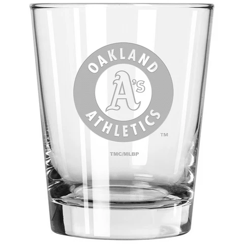 Oakland Athletics 15oz. Etched Double Old Fashioned Glass Cover