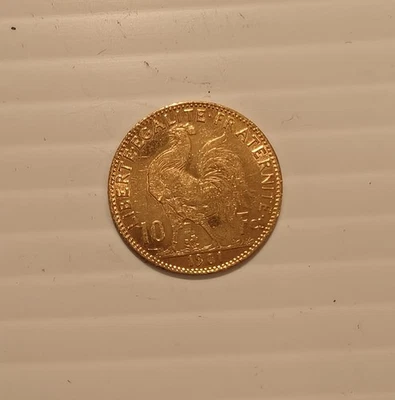 Gallo Francia Oro 10 Francos 1901 Promedio Circ Foto 1 de 2